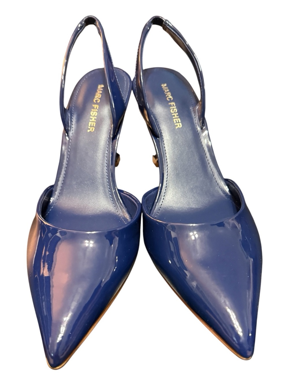 Marc Fisher Hadya Dark Blue Patent Slingback Heels Women’s Size 8 NIB